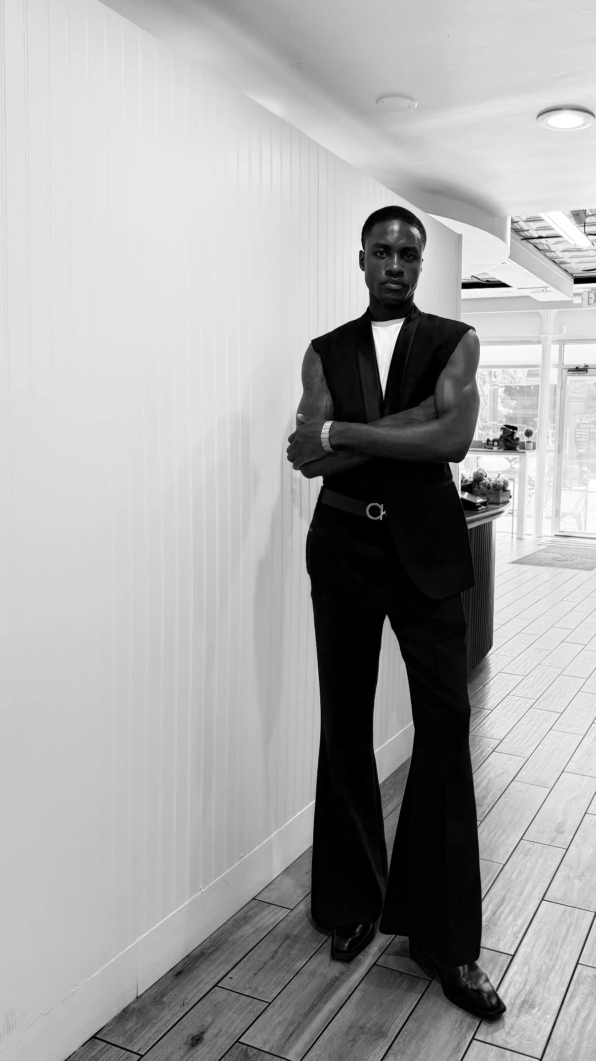 Rohan Williamson in a tailored suit, editorial look